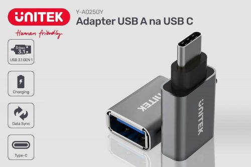Unitek Prémium USB C apa - USB 3.0 anya adapter (Y-A025CGY)