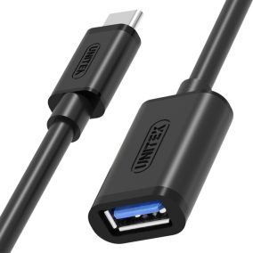   Unitek USB C apa - USB-A 3.0 anya OTG kábel, 0.15m (Y-C476BK)