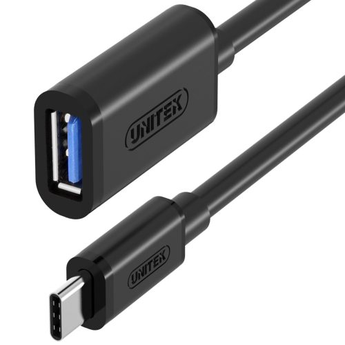 Unitek USB C apa - USB-A 3.0 anya OTG kábel, 0.15m (Y-C476BK)