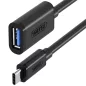   Unitek USB C apa - USB-A 3.0 anya OTG kábel, 0.15m (Y-C476BK)